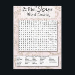 Invitation Carte Postale Bridal Shower game, Word SEarch<br><div class="desc">Romantic Bridal Shower game,  Word Search</div>