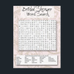 Invitation Carte Postale Bridal Shower game, Word SEarch<br><div class="desc">Romantic Bridal Shower game,  Word Search</div>