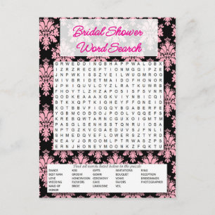 Invitation Carte Postale Bridal shower game- Word search-