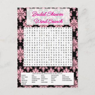 Invitation Carte Postale Bridal shower game- Word search-