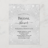 Invitation Carte Postale Bride douche argent parties scintillant métal mode (Devant)