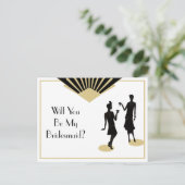 Invitation Carte Postale Bridesmaid Art Déco Black Gold (Debout devant)