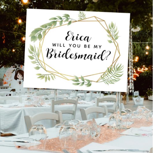 Invitation Carte Postale Bridesmaid Proposition verte mariage geo