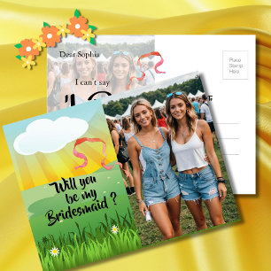 Invitation Carte Postale Bridesmaid Serez-Vous Mon Festival Rustique Modern