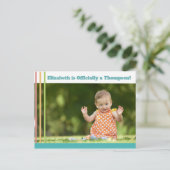 Invitation Carte Postale Bright Modern Stripes Adoption Annonce (Debout devant)