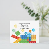Invitation Carte Postale briques de construction, bloc, brique de jouets (Debout devant)