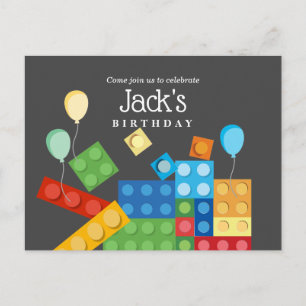 Invitation Carte Postale briques de construction, bloc, brique de jouets