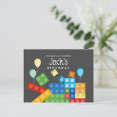 Invitation Carte Postale briques de construction, bloc, brique de jouets (Debout devant)