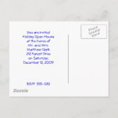 Invitation Carte Postale brocade or et cobalt (Dos)