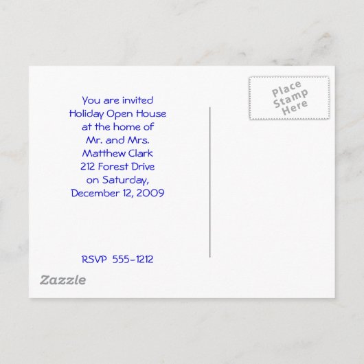 Invitation Carte Postale brocade or et cobalt (Dos)