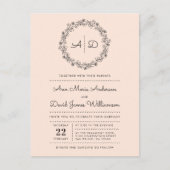 Invitation Carte Postale Brouiller | Pays Floral Mariage de couronne (Devant)