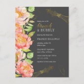 Invitation Carte Postale Brunch & Bubbly | Fête des mariées Black White & G (Devant)
