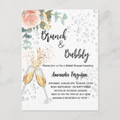 Invitation Carte Postale Brunch Bubbly Fête des mariées rose or fleuri (Devant)