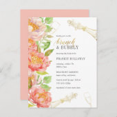 Invitation Carte Postale Brunch & Bubbly Roses & Fête des mariées Parties s (Devant / Derrière)