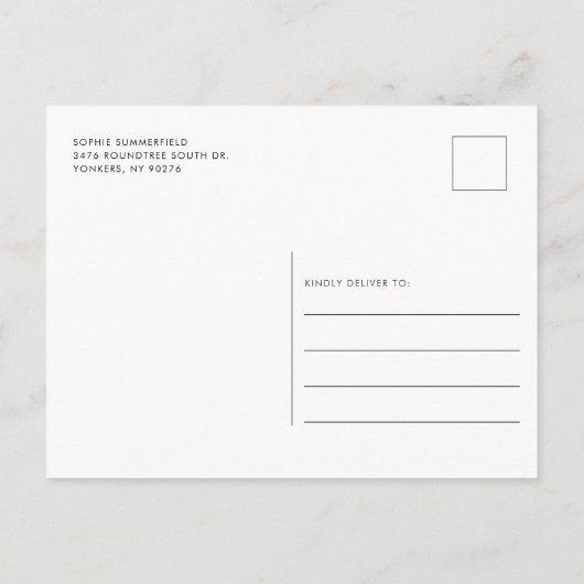 Invitation Carte Postale Brunch nuptial floral Eucalyptus tournesol (Dos)