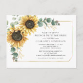 Invitation Carte Postale Brunch nuptial floral Eucalyptus tournesol (Devant)