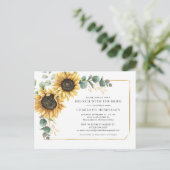 Invitation Carte Postale Brunch nuptial floral Eucalyptus tournesol (Debout devant)