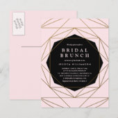 Invitation Carte Postale Brunch nuptial moderne géométrique or, blanc et no (Devant / Derrière)