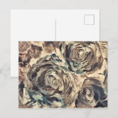 Invitation Carte Postale Brush art Abstrait texturé rose imprimé brun beig (Devant / Derrière)