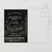 Invitation Carte Postale Budget Black Death Dancing Skeletons Halloween (Dos)