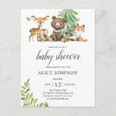 Invitation Carte Postale Budget Boho mignon Animaux Baby shower des bois In (Devant)