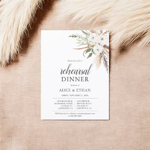 Invitation Carte Postale Budget Boho Pampa Grass Dîner de répétition