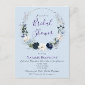 Invitation Carte Postale Budget Dusty Blue Botanical Floral Fête des mariée (Devant)