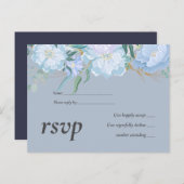 Invitation Carte Postale Budget DUSTY BLUE Foliage Mariage RSVP (Devant / Derrière)