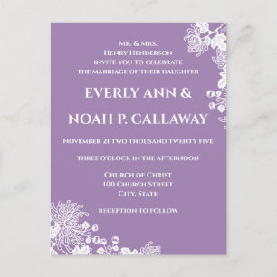 Invitation Carte Postale Budget Friendly Lavender Floral Mariage