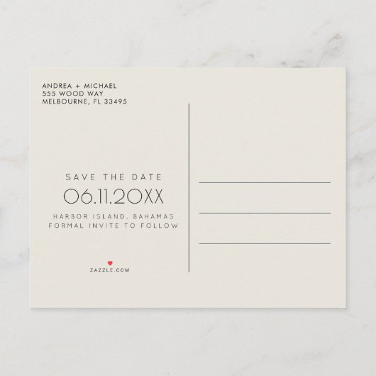 Invitation Carte Postale Budget Mariage Enregistrer la date (Dos)