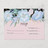 Invitation Carte Postale Budget Mariage floral rose pâle bleu (Devant)