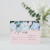 Invitation Carte Postale Budget Mariage floral rose pâle bleu (Debout devant)