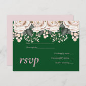 Invitation Carte Postale Budget Mariage végétal rose vert (Devant / Derrière)