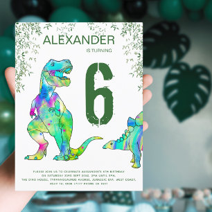 Invitation Carte Postale Budget pour une fête d'anniversaire de dinosaure c