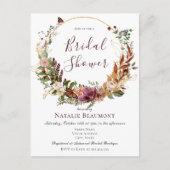 Invitation Carte Postale Budget Rustique Automne Floral & Fête des mariées  (Devant)