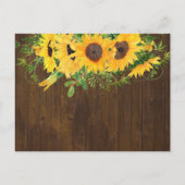 Invitation Carte Postale Budget Rustique Tournesols Mariage Sud (Dos)