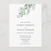 Invitation Carte Postale Budget Rustique Verdure Mariage d'olive (Devant)