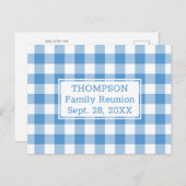 Invitation Carte Postale Buffle bleu clair Nom du chèque Famille Réunion (Devant / Derrière)