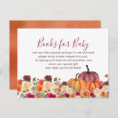 Invitation Carte Postale Burnt Orange citrouille Livres floraux pour bébé (Devant / Derrière)