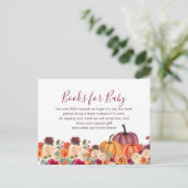 Invitation Carte Postale Burnt Orange citrouille Livres floraux pour bébé (Debout devant)