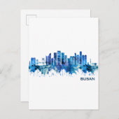 Invitation Carte Postale Busan Corée du Sud Skyline Blue (Devant / Derrière)