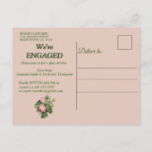 Invitation Carte Postale Bush Garden Green - Soft Rose Roses Fiançailles (Dos)