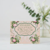 Invitation Carte Postale Bush Garden Green - Soft Rose Roses Fiançailles (Debout devant)