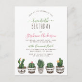 Invitation Carte Postale Cactus et Succulentes | Fête d'anniversaire botani (Devant)
