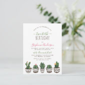 Invitation Carte Postale Cactus et Succulentes | Fête d'anniversaire botani (Debout devant)
