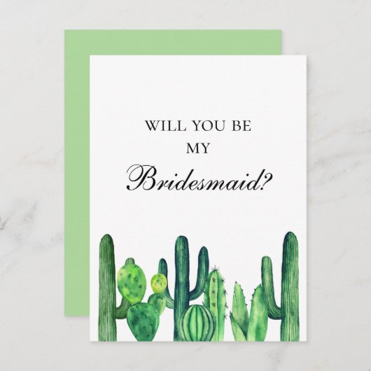 Invitation Carte Postale Cactus, seras-tu ma demoiselle d'honneur. Cactus v (Devant / Derrière)