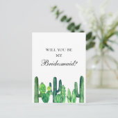 Invitation Carte Postale Cactus serez-vous ma demoiselle d'honneur. Cactus (Debout devant)