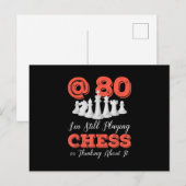 Invitation Carte Postale Cadeau amusant pour 80 ans - Reine d'échecs âgée d (Devant / Derrière)