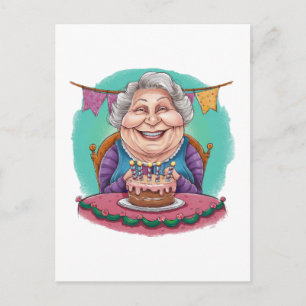 Invitation Carte Postale Cadeau de gâteau d'anniversaire de grand-mère mign
