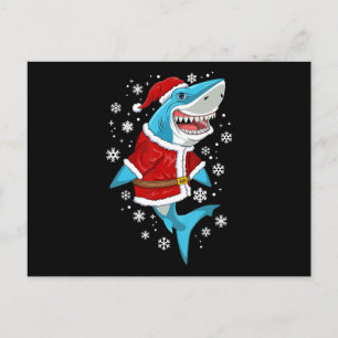 Invitation Carte Postale Cadeau de Noël requin Père Noël Cadeaux
